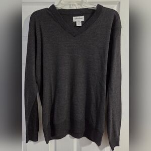 Men's Charcoal V-Neck Sweater